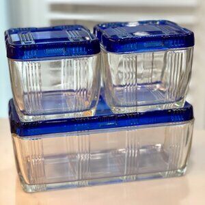 Vintage 1940s Hazel Atlas Refrigerator Dish Set (6 total pieces)